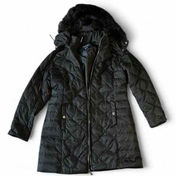 Kenneth Cole Reaction women’s large olive green quilted puffer coat - Picture 1 of 8